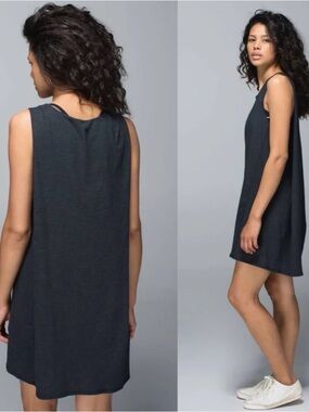 Sleeveless Shift Dress in Charcoal
